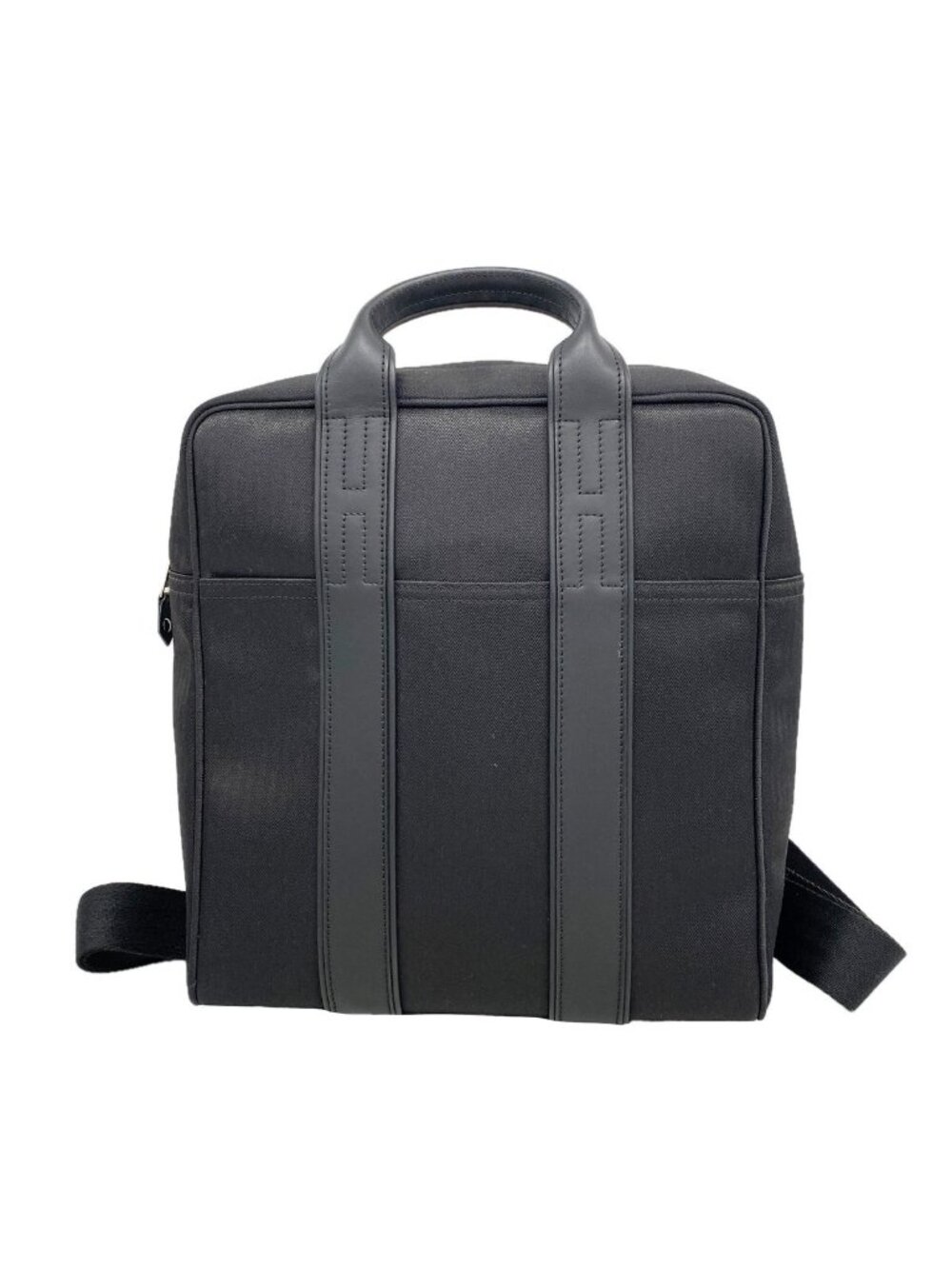 Hermes Backpack Sac a Dos Acapulco Toile Chevron Black Silver